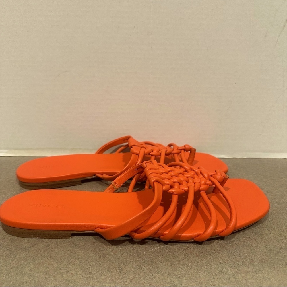 Vince DAE Slip On Women’s Woven Leather Sandals Slides In Dune